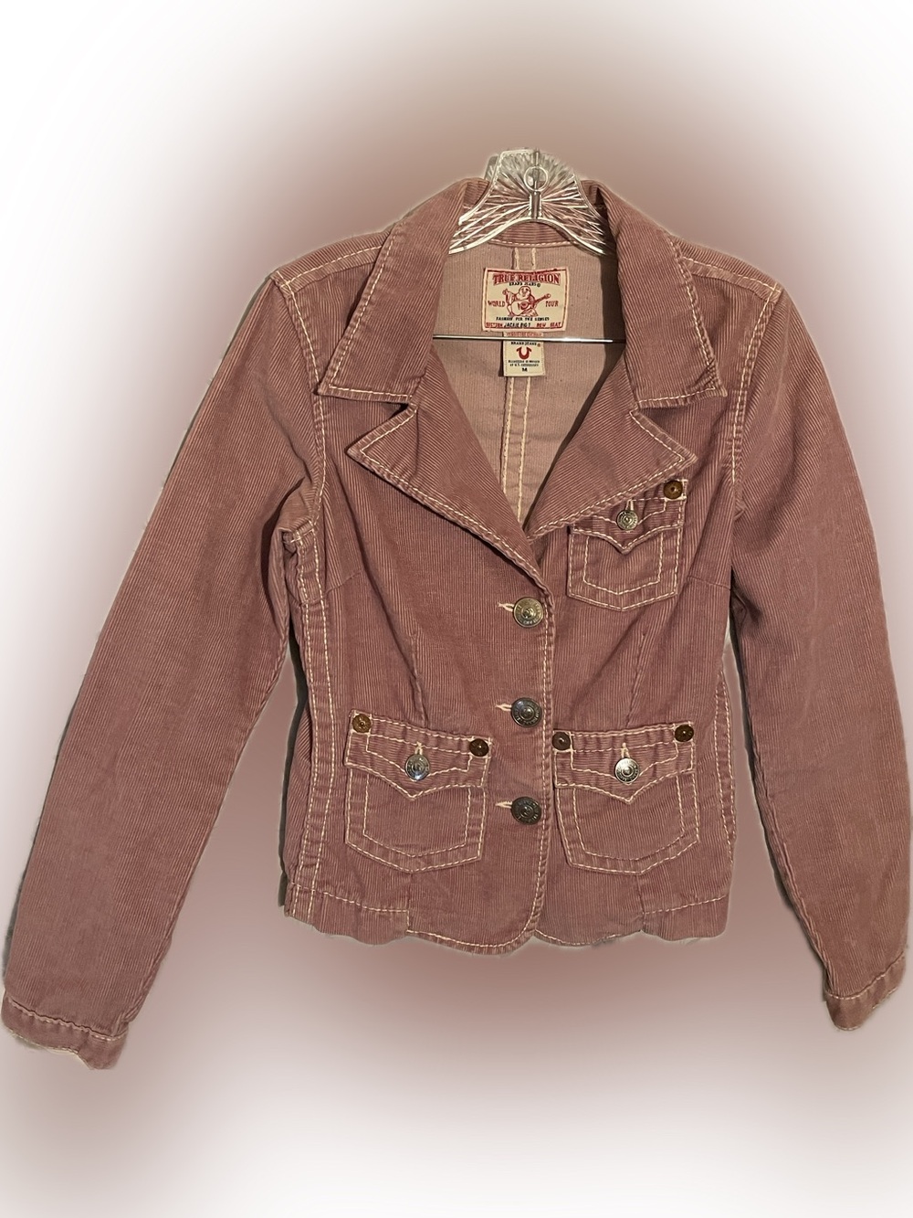 True Religion Dusty Rose Cord Blazer Jacket